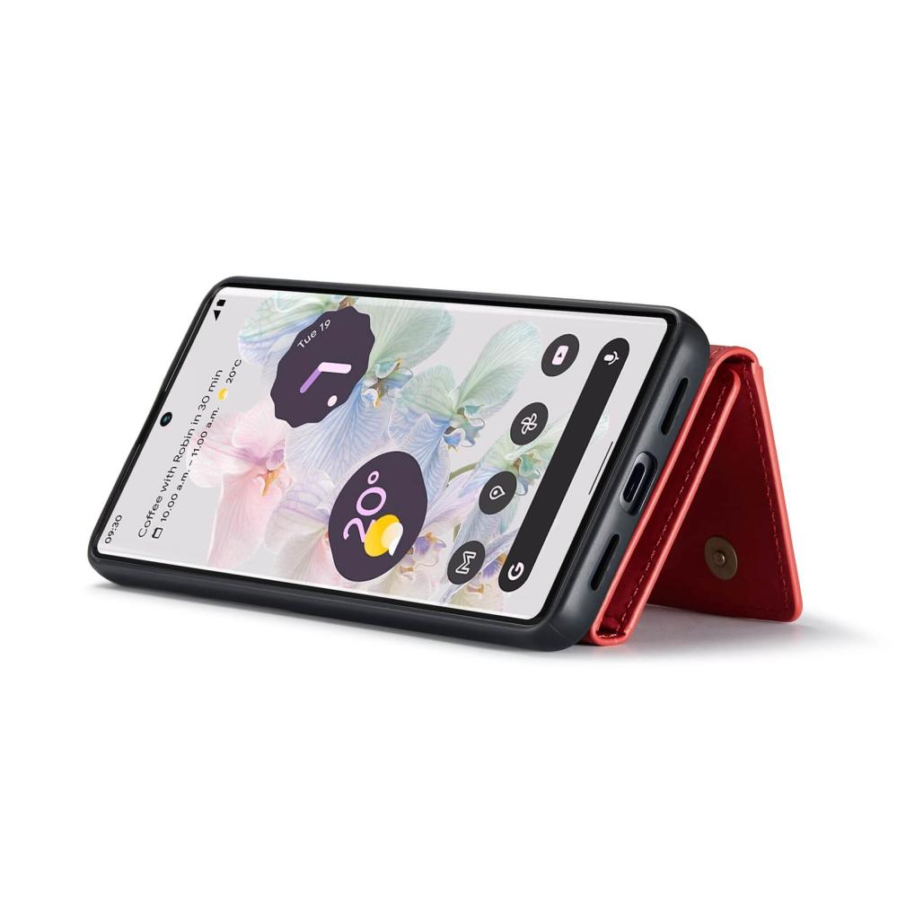 DG.MING 2 i 1 Vikbar plånbok & magnetiskt skal för Google Pixel 7 Pro Röd