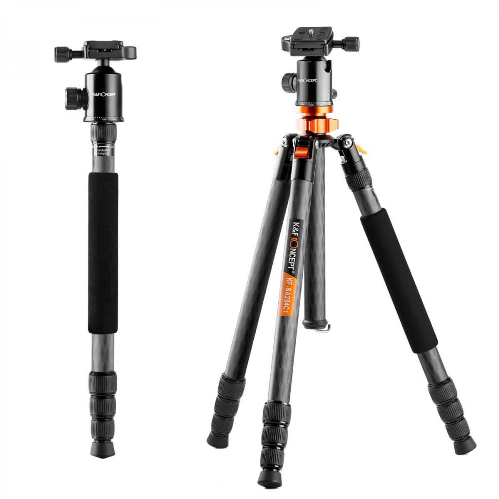 K&F Concept Kamerastativ kolfiber med Panorama kulled 164cm