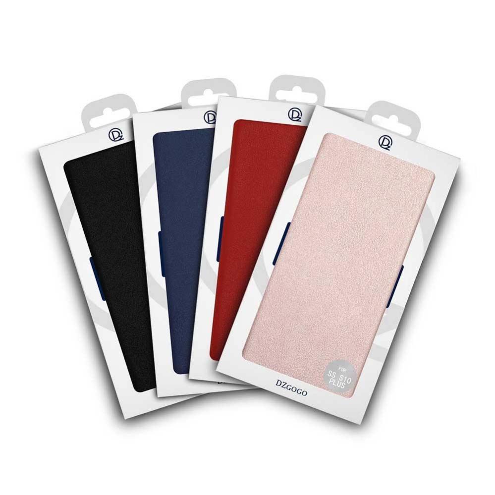 Plånboksfodral för Galaxy S10 plus med kortplats PU-läder Svart - DZGOGO