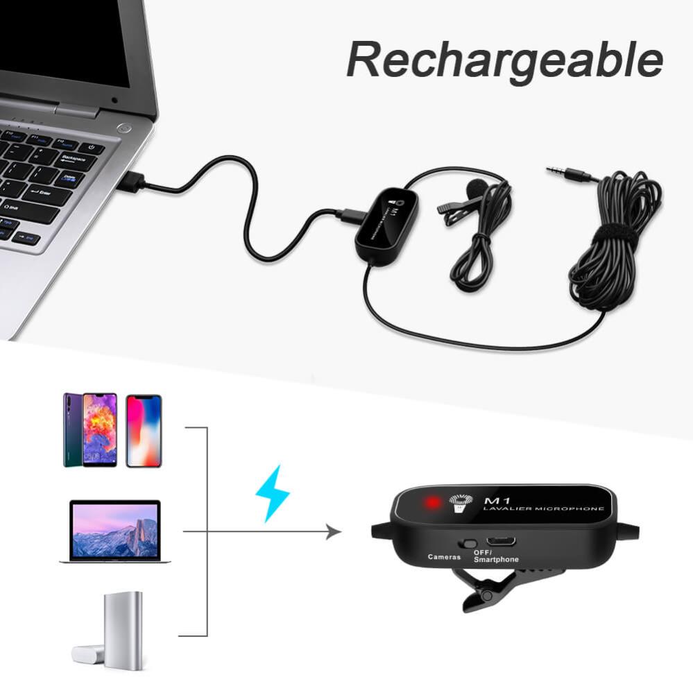 K&F Concept Myggmikrofon M1 med klämma & 6 meter kabel