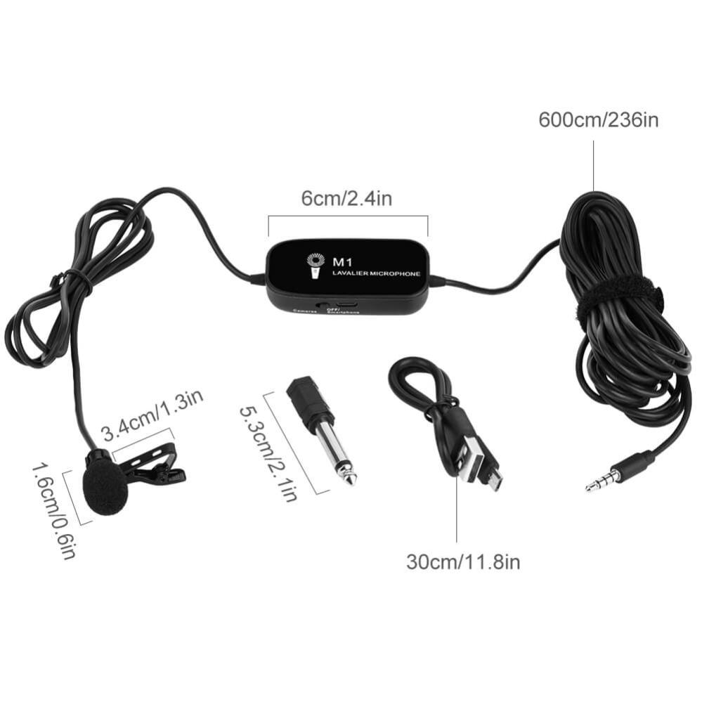 K&F Concept Myggmikrofon M1 med klämma & 6 meter kabel