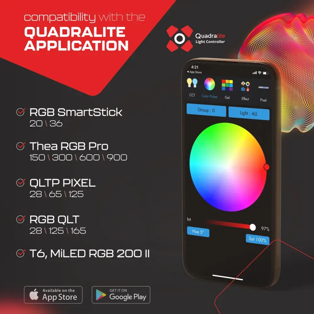  Quadralite Thea RGB 150 – Kraftfull RGB LED-panel med appstyrning