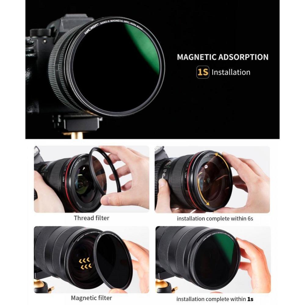  K&F Concept Magnetiskt ND-filter ND8 med adapterring & magnetlock från Kamda – snabb leverans och trygg e-handel