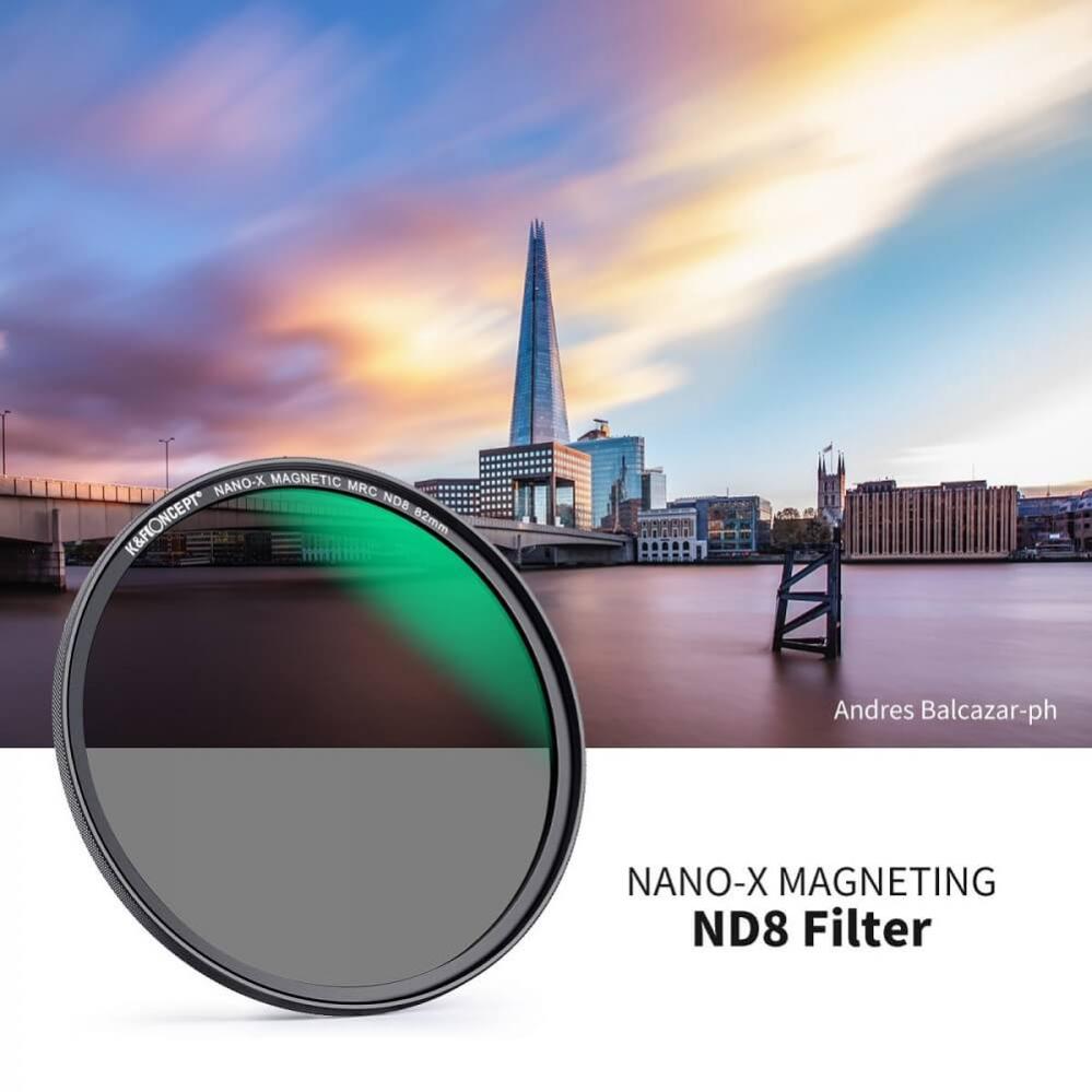  K&F Concept Magnetiskt ND-filter ND8 med adapterring & magnetlock från Kamda – snabb leverans och trygg e-handel