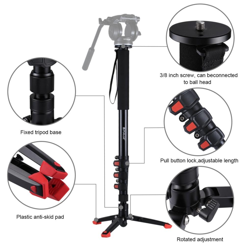  Puluz Enbensstativ självstående monopod med stödben 185cm