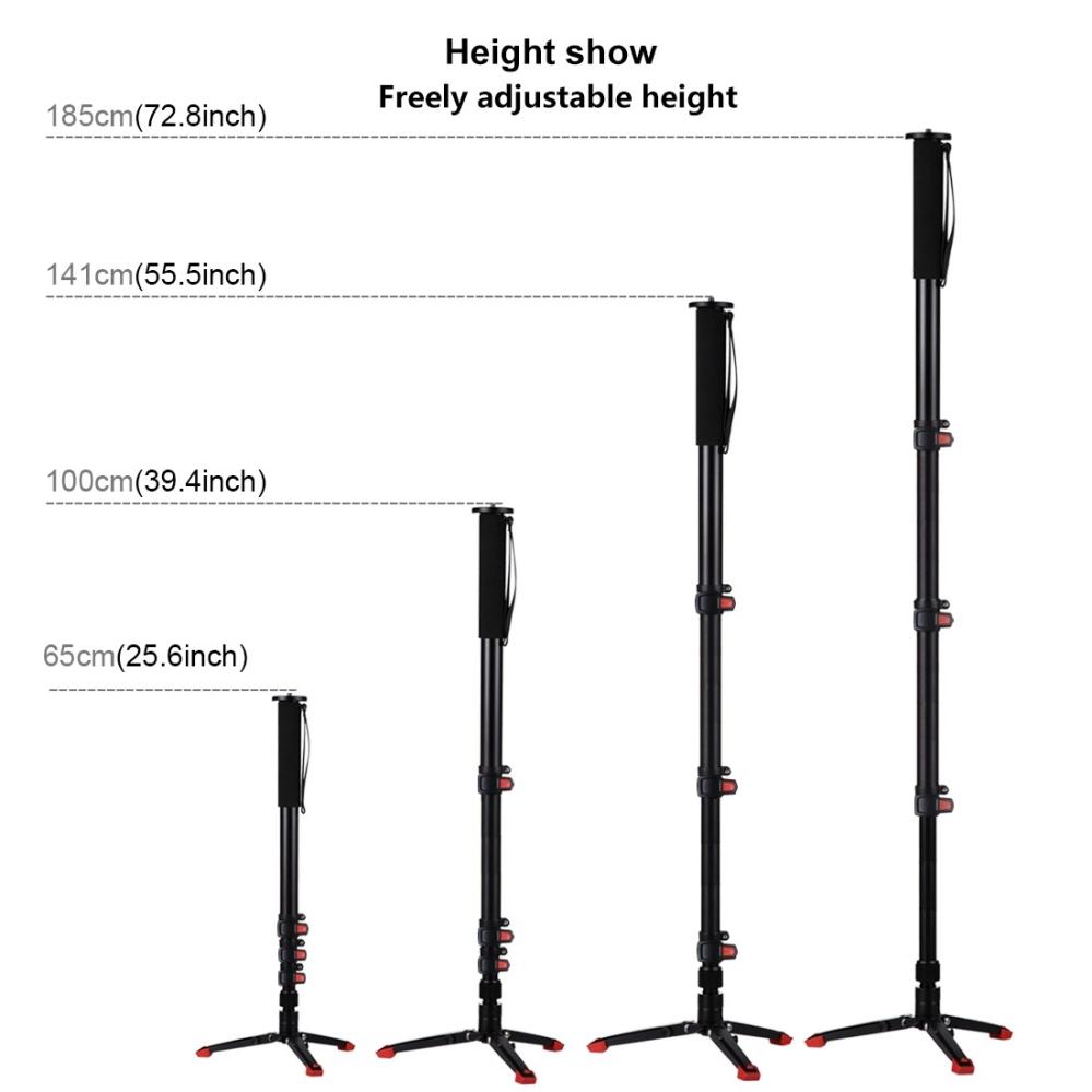  Puluz Enbensstativ självstående monopod med stödben 185cm