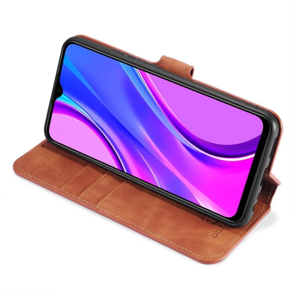 DG.MING Plånboksfodral för Xiaomi Redmi 9 Brun