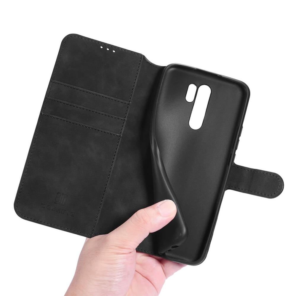 DG.MING Plånboksfodral för Xiaomi Redmi 9 Svart