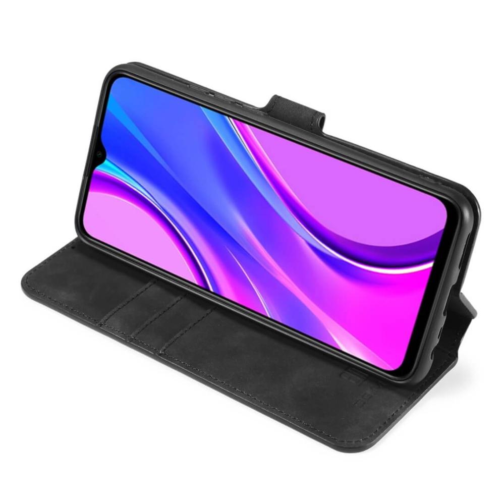 DG.MING Plånboksfodral för Xiaomi Redmi 9 Svart