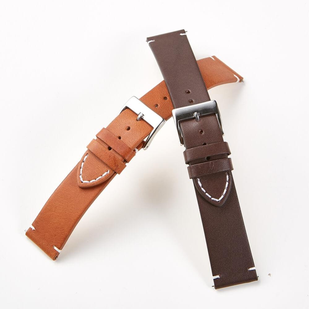 Mörkbrunt läderarmband för 18mm Watch