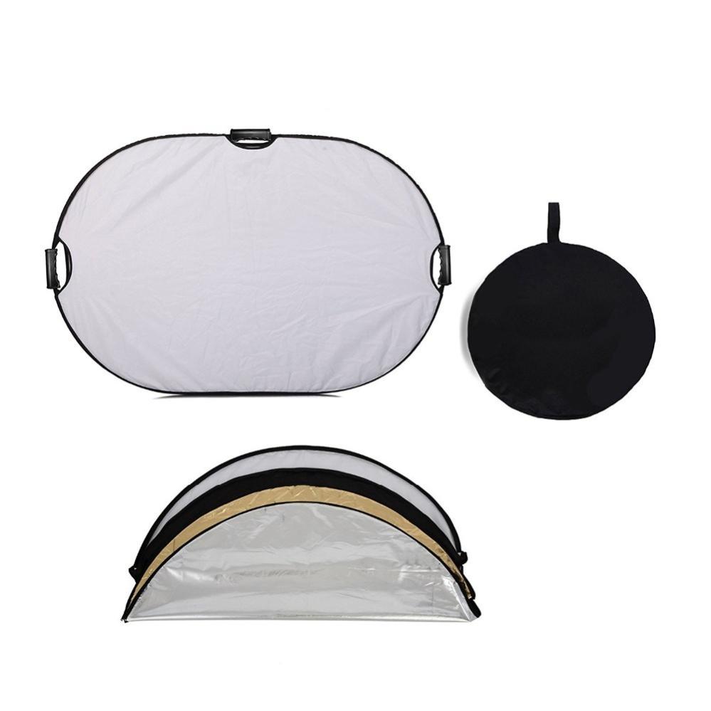 (5 i 1) Oval reflexskärm med handtag ihopfällbar (90x120cm)