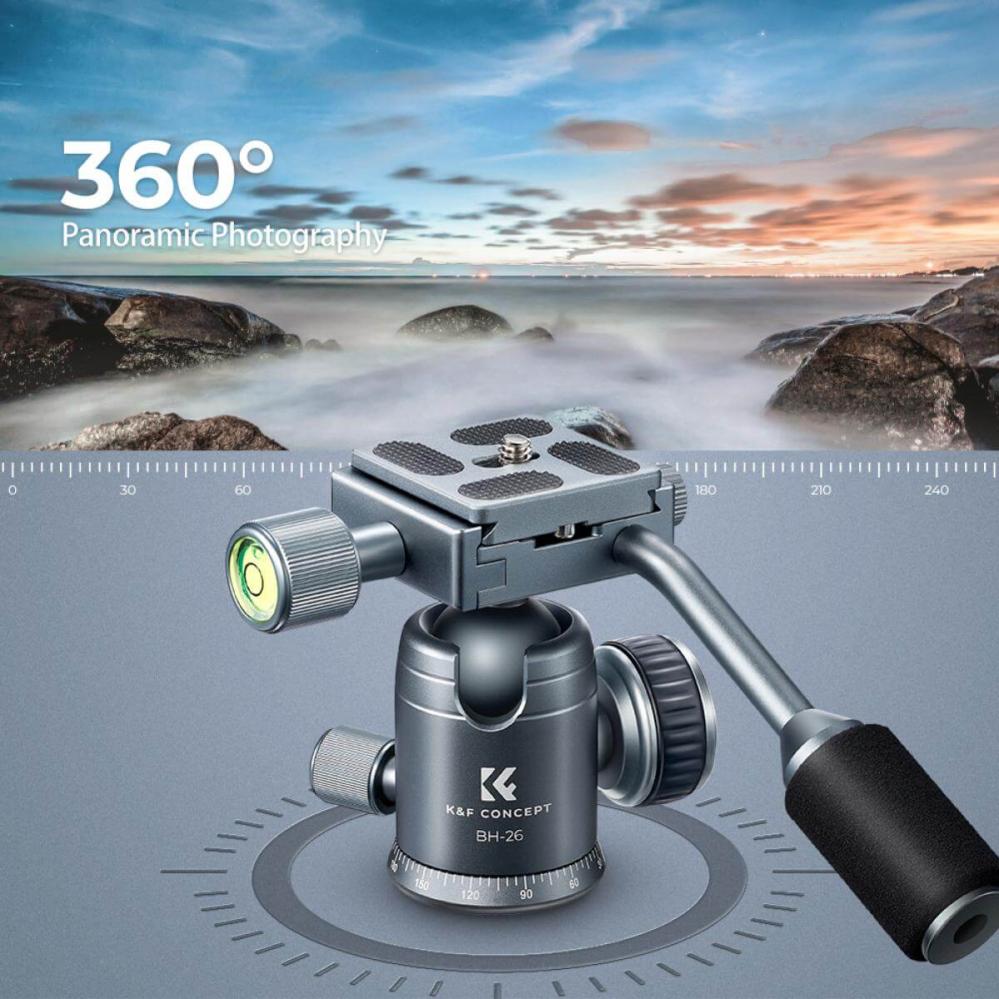 K&F Concept BH-26 Kulled med panoramaindexering med spak