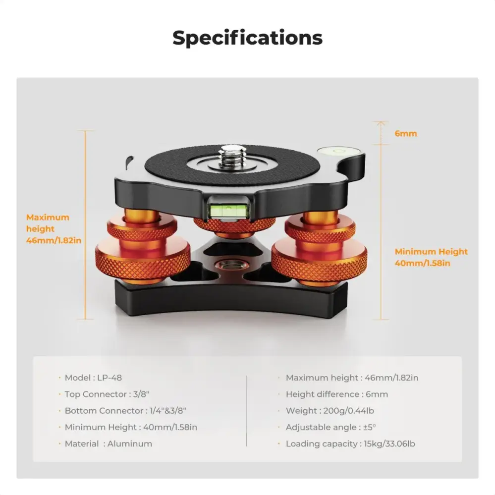  K&F Concept LP-48 nivelleringsbas för stativ ±5° – 15 kg från Kamda – snabb leverans och trygg e-handel
