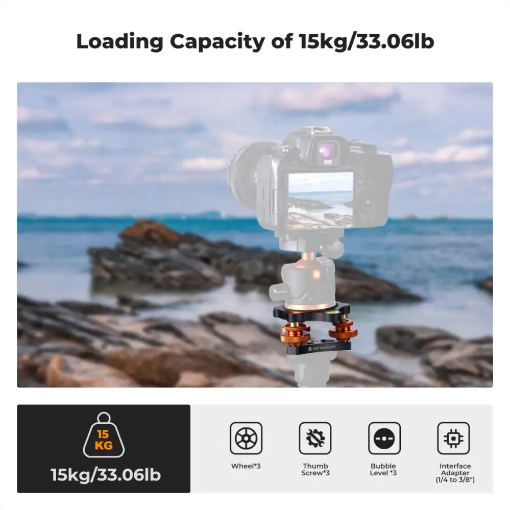  K&F Concept LP-48 nivelleringsbas för stativ ±5° – 15 kg från Kamda – snabb leverans och trygg e-handel
