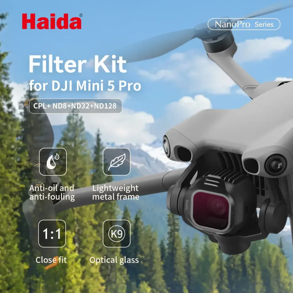  Haida Filterkit: ND8, ND32, ND128 & CPL-filter för DJI Mini 5 Pro från Kamda – snabb leverans och trygg e-handel