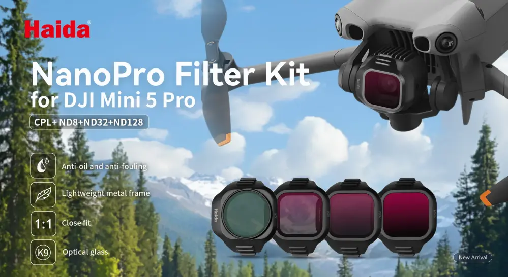  Haida Filterkit: ND8, ND32, ND128 & CPL-filter för DJI Mini 5 Pro från Kamda – snabb leverans och trygg e-handel