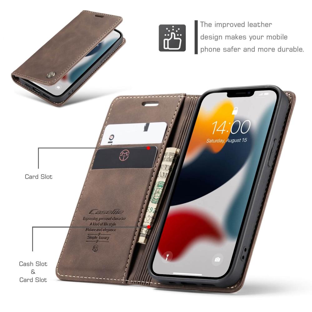 CaseMe Plånboksfodral med kortplats för iPhone 13 Brun