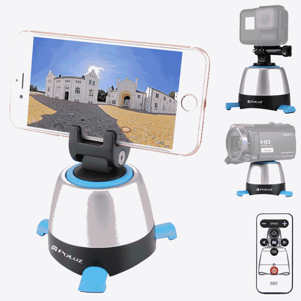 Puluz Rotationshuvud 360 grader+ fjärr+ GoPro-adapter+ mobil-adapter