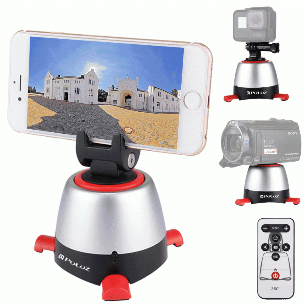 Puluz Rotationshuvud 360 grader+ fjärr+ GoPro-adapter+ mobil-adapter