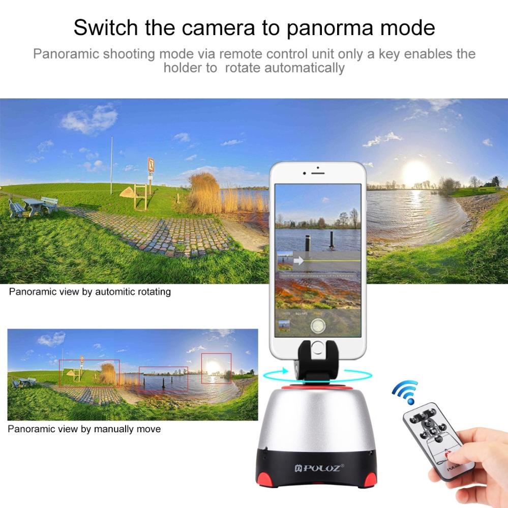 Puluz Rotationshuvud 360 grader+ fjärr+ GoPro-adapter+ mobil-adapter