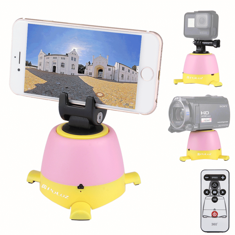 Puluz Rotationshuvud 360 grader+ fjärr+ GoPro-adapter+ mobiladapter