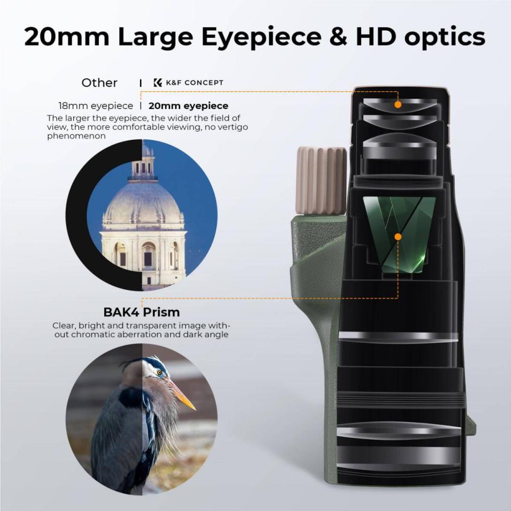 K&F Concept 12x50 HD Monokikare BAK4 IP68 Vattentät