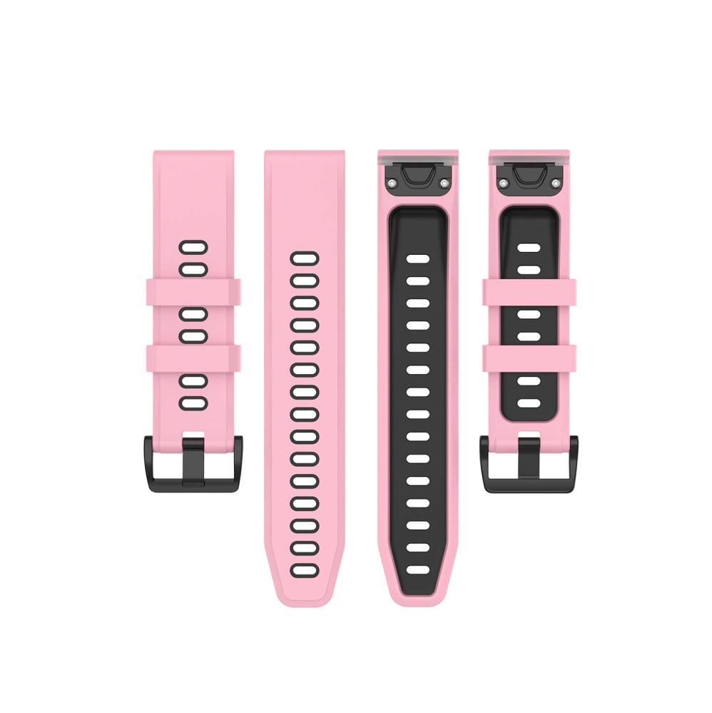 Silikonarmband 22mm Rosa & Svart för Garmin Fenix 5/5 Pro/6/6 Pro/7/Epix