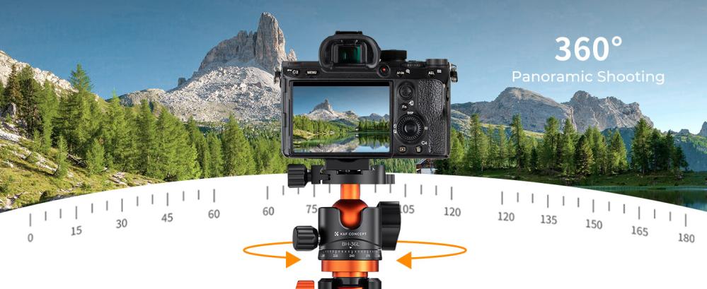 K&F Concept Kulled med panoramaindexering för kamerastativ 16kg