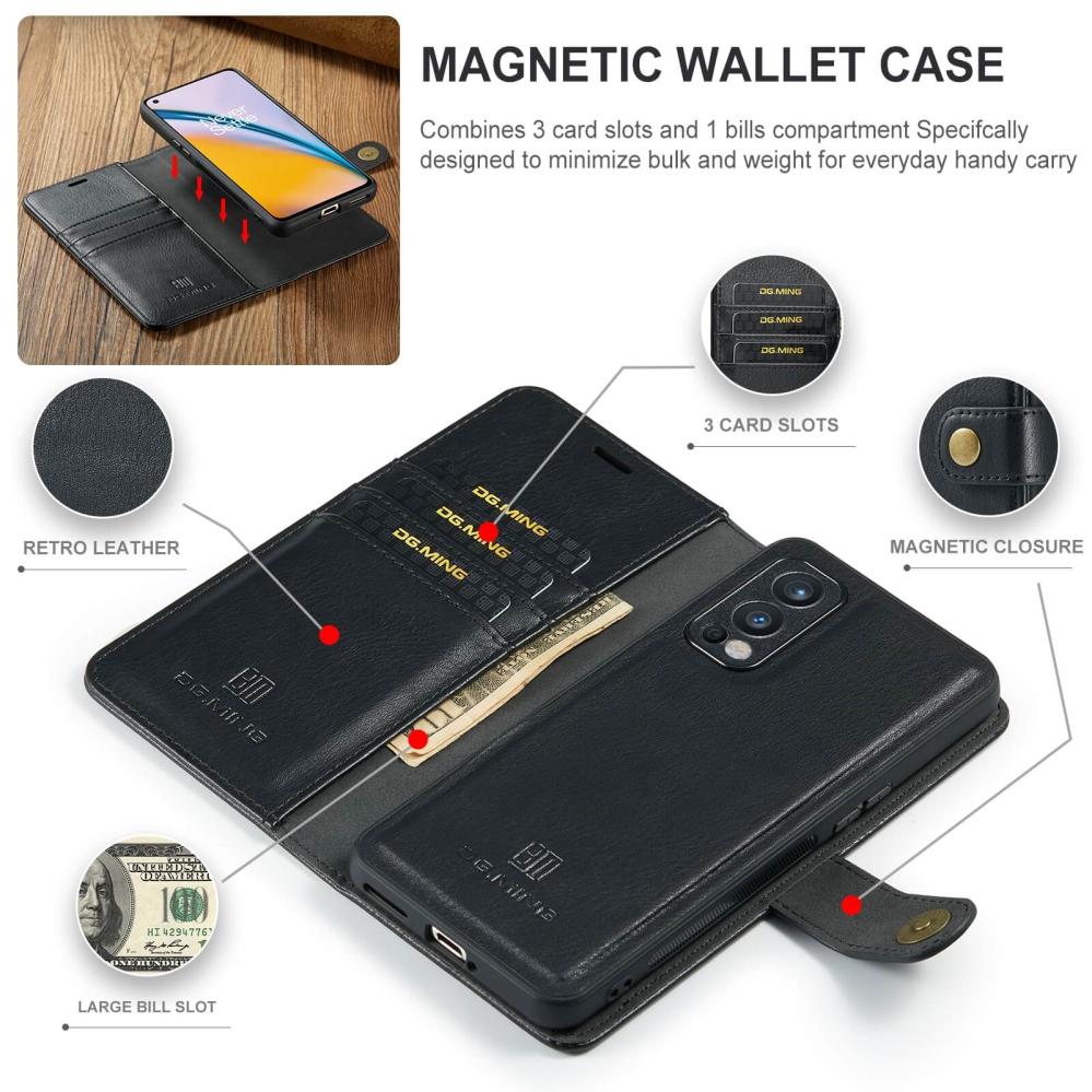 DG.MING Plånboksfodral med magnetskal för OnePlus Nord N200 5G