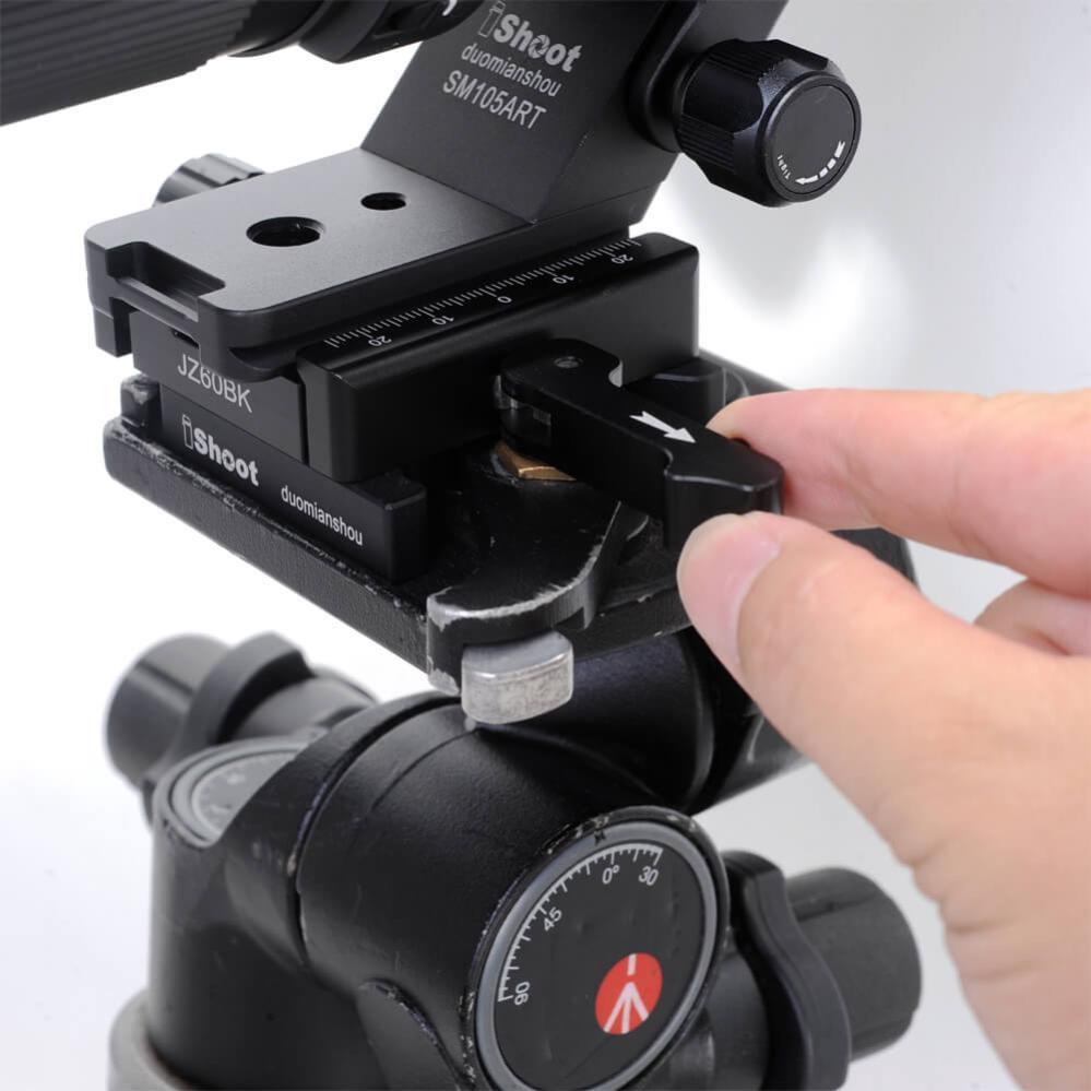 Klämadapter som omvandlar Manfrotto till Arca Swiss/RSS 39mm
