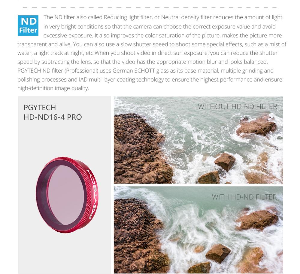 PGYTECH ND-Filterkit (4 i 1) Pro för Osmo Action: ND8, ND16, ND32, ND64