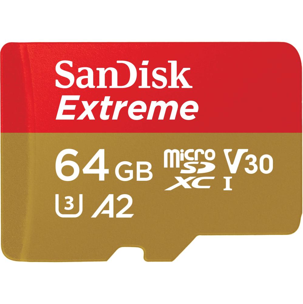 SanDisk MicroSDXC Extreme 64GB Adapter 160MB/s A2 C10 V30