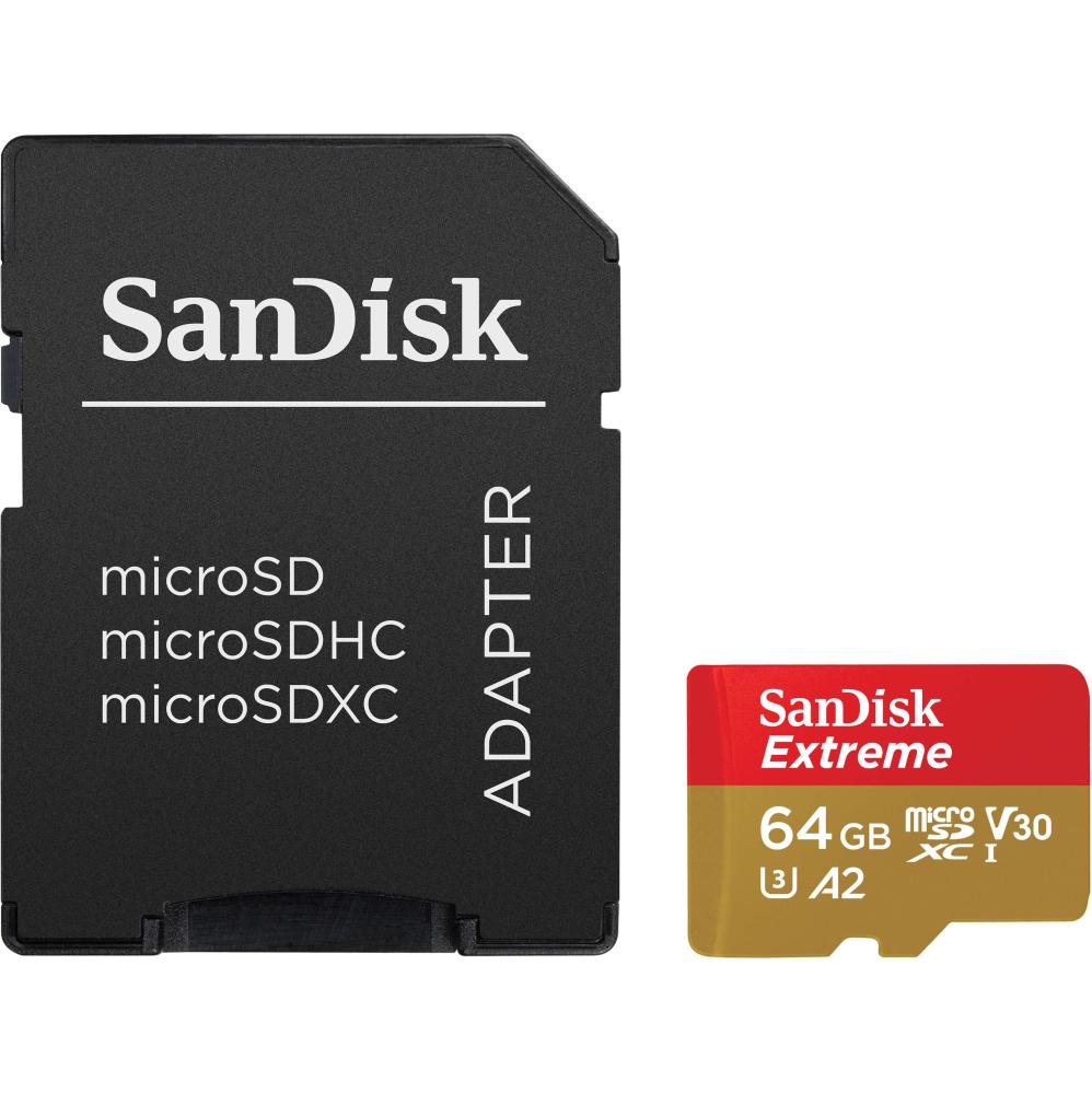 SanDisk MicroSDXC Extreme 64GB Adapter 160MB/s A2 C10 V30