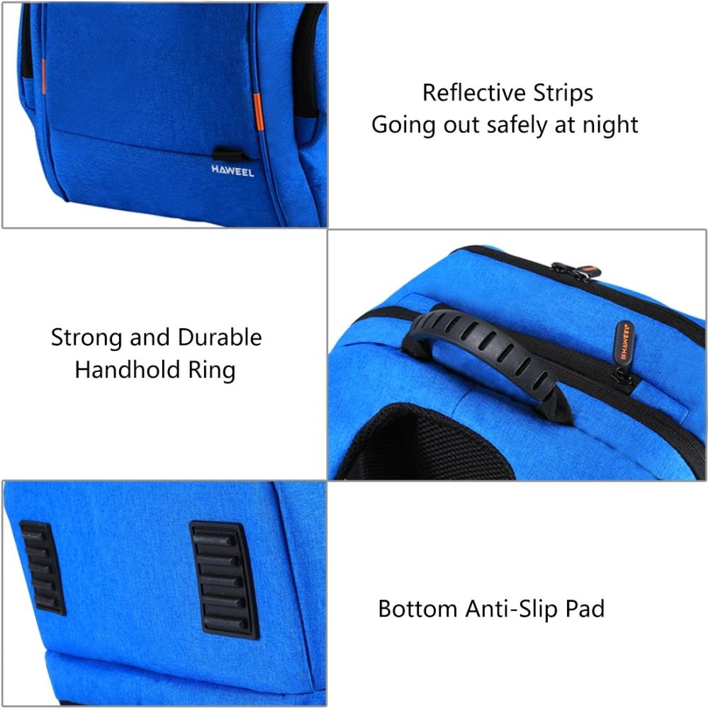 Haweel 15.6-tum Laptopryggsäck 7W Solpanel extern USB-laddningsport Blå