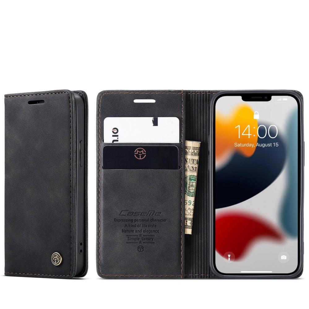 CaseMe Plånboksfodral med kortplats för iPhone 13 Mini Svart