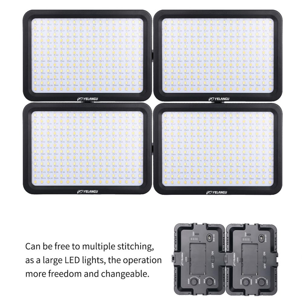 YELANGU 204st LEDs Dimbart Videoljus (17x12cm) - 1000LM, 3300-5600K