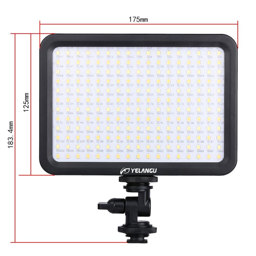 YELANGU 204st LEDs Dimbart Videoljus (17x12cm) - 1000LM, 3300-5600K