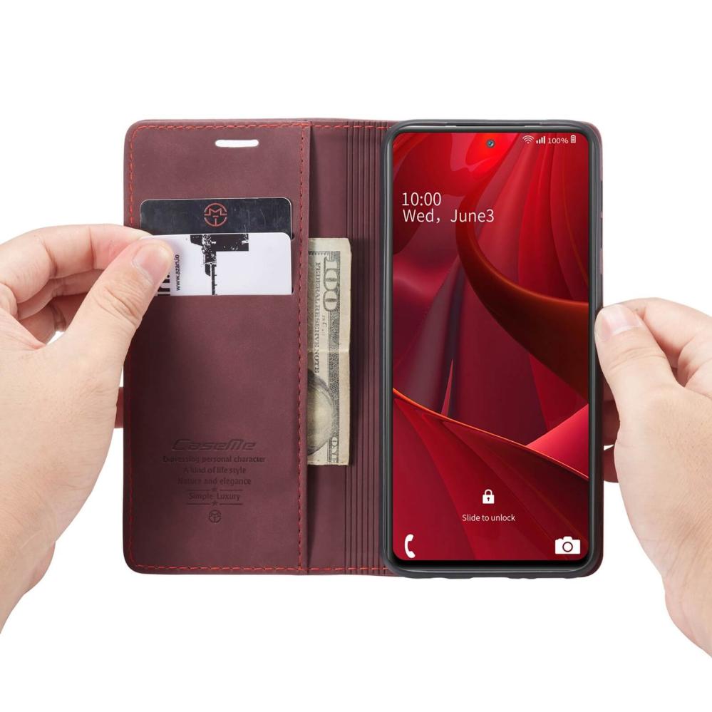 CaseMe Plånboksfodral Vinröd med kortplats för Samsung Galaxy S20 FE