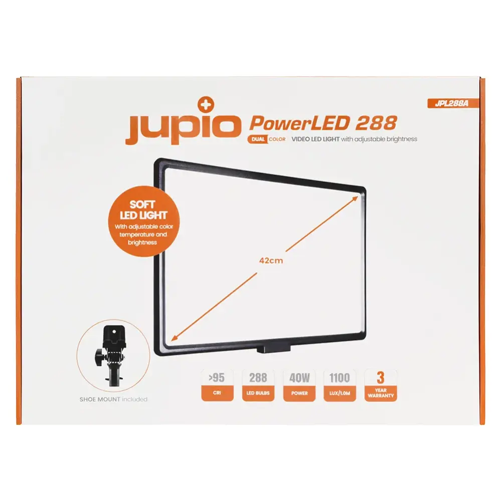  Jupio PowerLED 288 - Stor LED-panel för foto, video och streaming från Kamda – snabb leverans och trygg e-handel