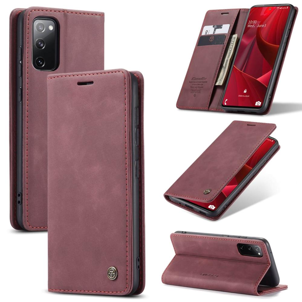 CaseMe Plånboksfodral Vinröd med kortplats för Samsung Galaxy S20 FE