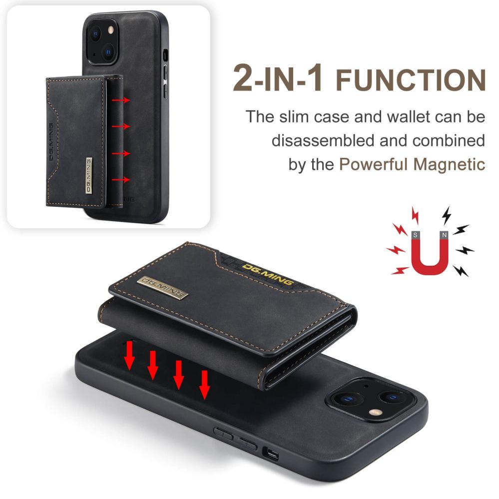 DG.MING 2 i 1 Vikbar plånbok & magnetiskt skal för iPhone 13 Mini