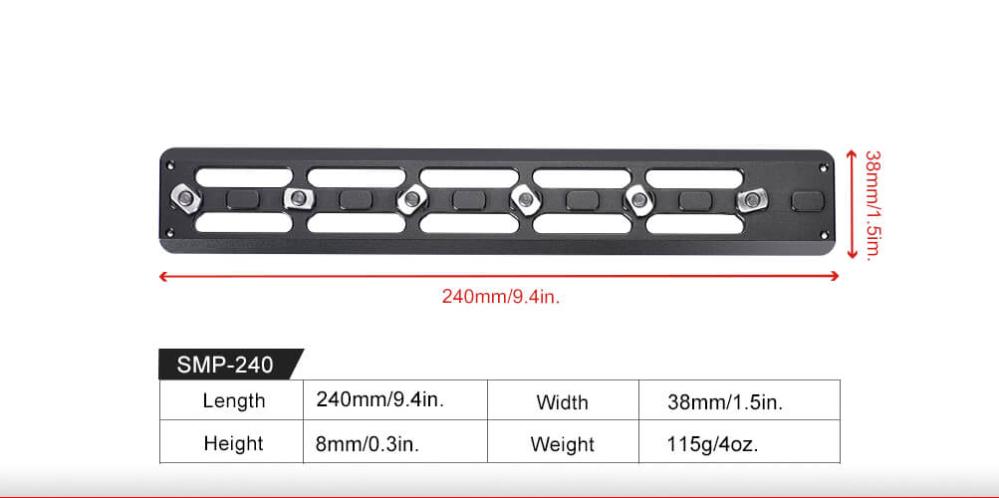 Sunwayfoto SMP-240 Adapterplatta för Arca och M-LOK
