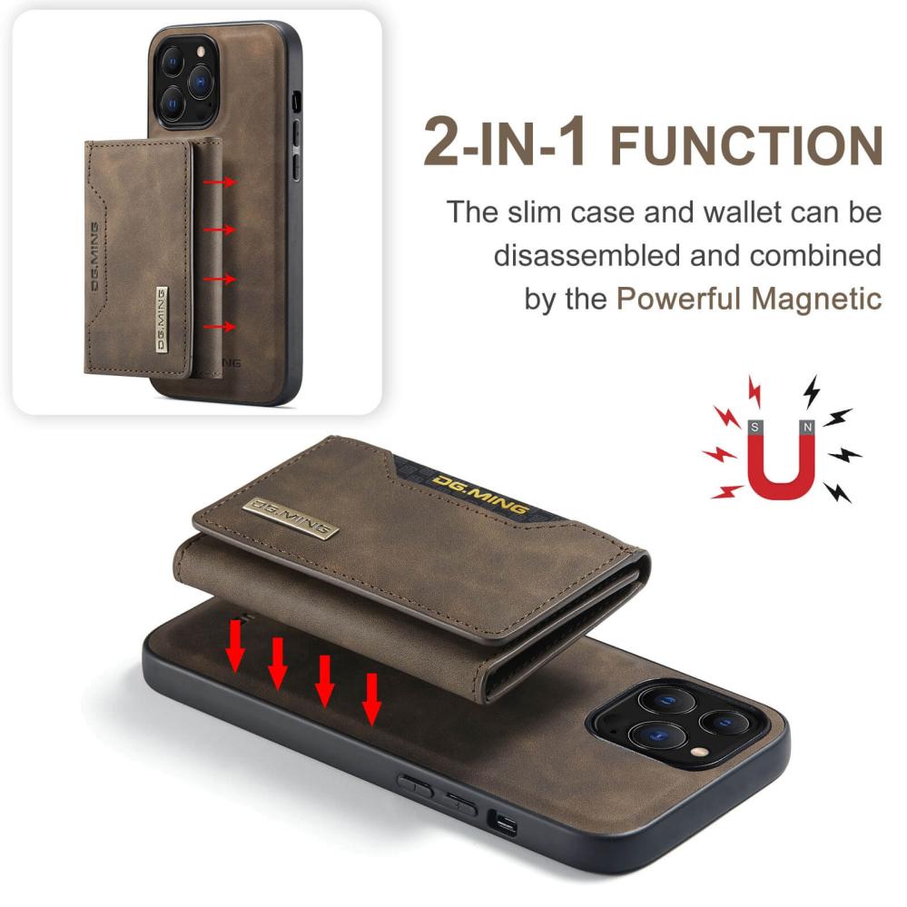 DG.MING 2 i 1 Vikbar plånbok & magnetiskt skal för iPhone 13 Pro Max