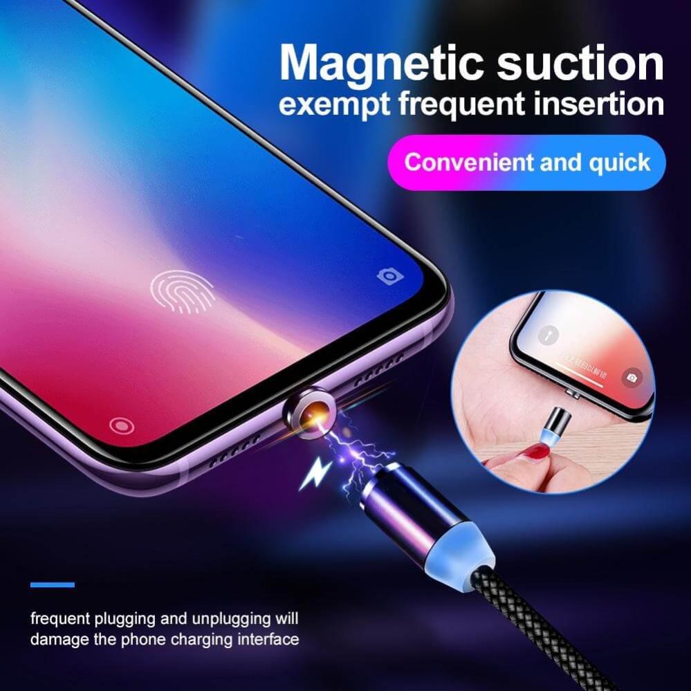 Magnetisk USB-laddkabel 3-1 USB-C Micro Lightning 100cm