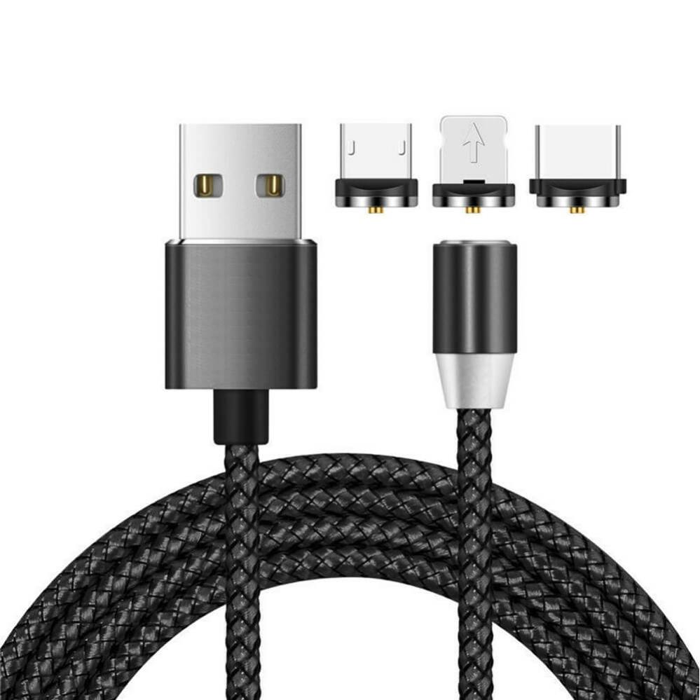 Magnetisk USB-laddkabel 3-1 USB-C Micro Lightning 100cm