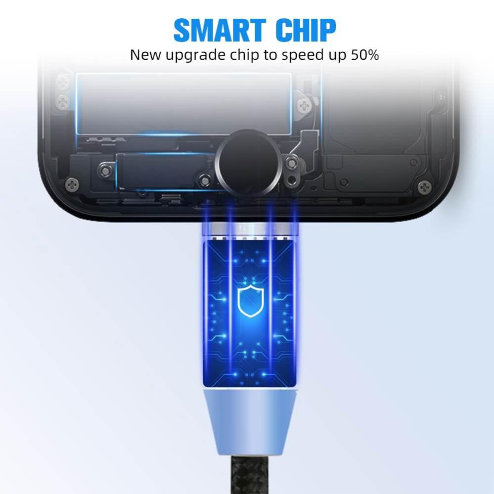 Magnetisk USB-laddkabel 3-1 USB-C Micro Lightning 100cm