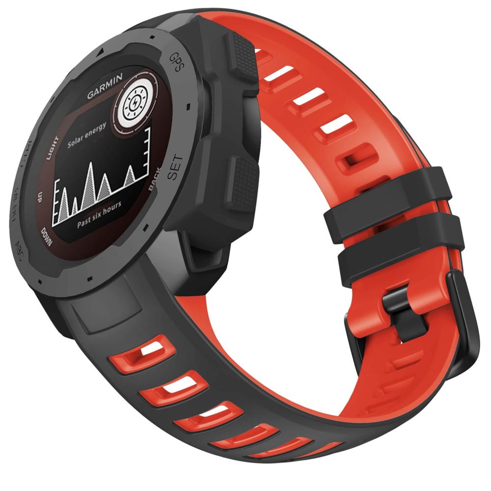 Silikonarmband för Garmin Instinct/Instinct Esports 22mm Röd & Svart