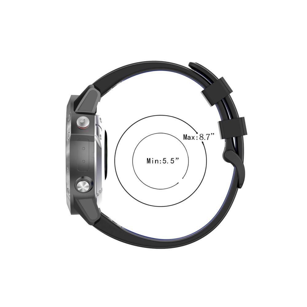 Silikonarmband 22mm Blå & Svart för Garmin Fenix 5/5 Pro/6/6 Pro/7/Epix