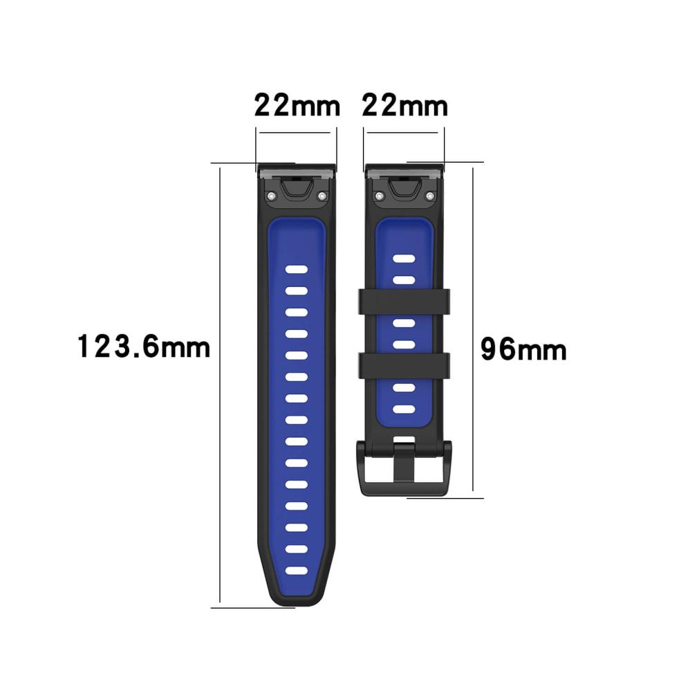 Silikonarmband 22mm Blå & Svart för Garmin Fenix 5/5 Pro/6/6 Pro/7/Epix