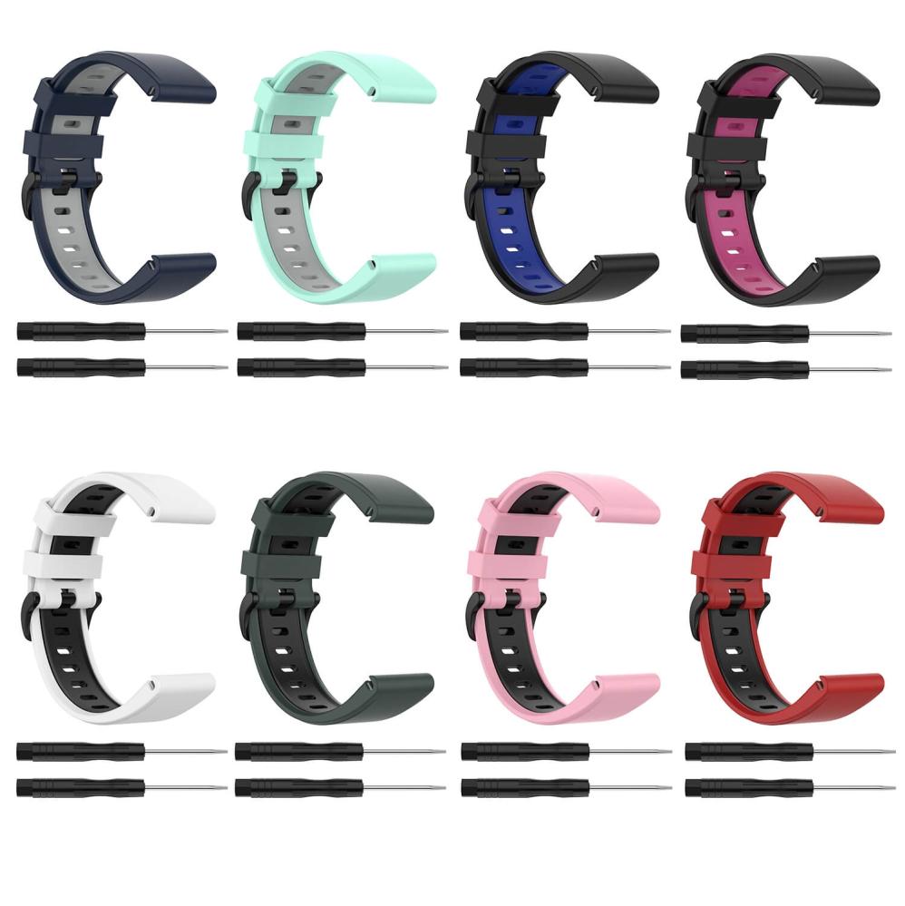 Silikonarmband 22mm Blå & Svart för Garmin Fenix 5/5 Pro/6/6 Pro/7/Epix